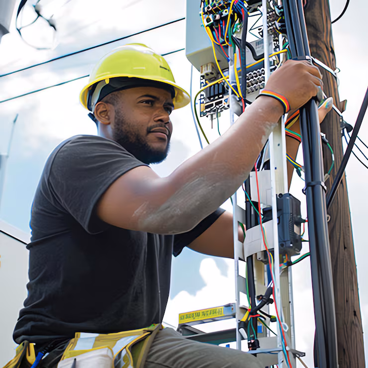 um-homem-usando-um-capacete-esta-de-pe-ou-trabalhando-em-uma-linha-de-energia-eletrica-ou-reparando-a-rede_326694-215777